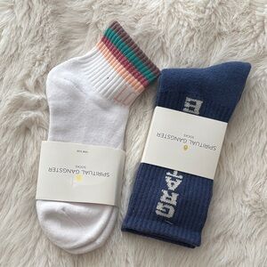 Spiritual Gangster White and Navy Athletic Socks